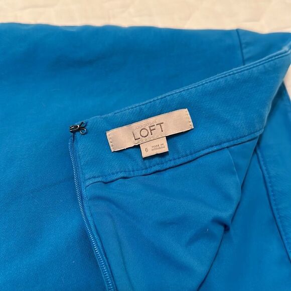NWOT Loft Bright Blue Size Button Down Skirt Size 6 - Picture 4 of 13